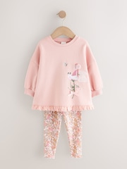 Pink Floral Fairy Frill Hem Sweatshirt & Leggings Set (3mths-7yrs) - Image 5 of 8