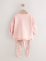 Pink Floral Fairy Frill Hem Sweatshirt & Leggings Set (3mths-7yrs) - Image 6 of 8
