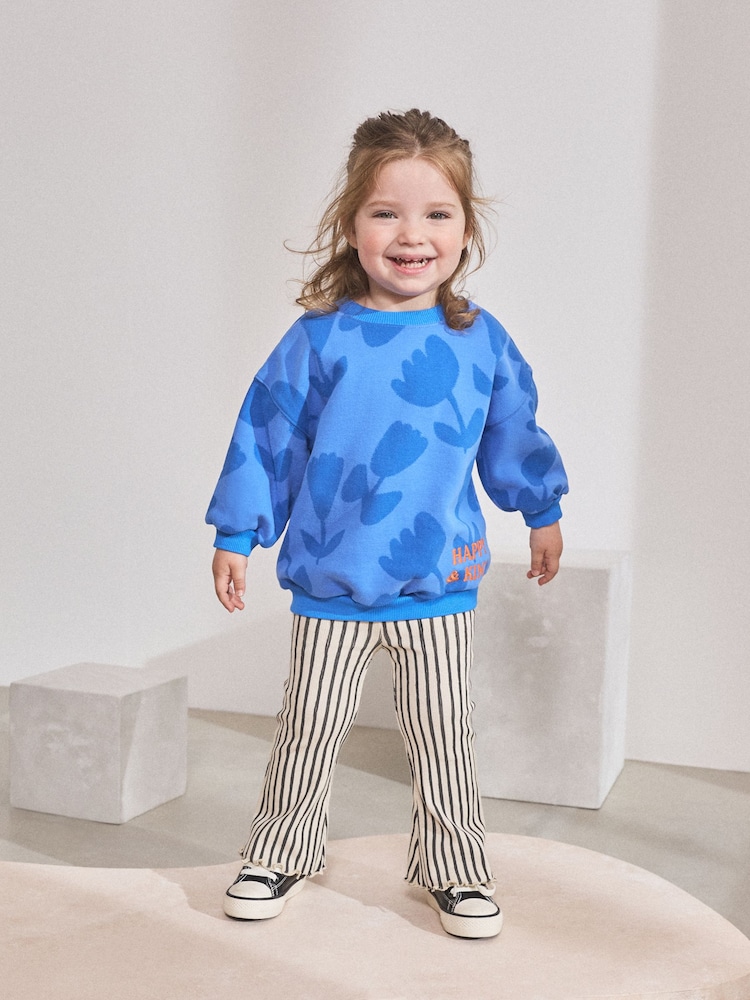 Azul con flores - Conjunto de sudadera y leggings acampanados (3 meses - 7 años) - Imagen 1 de 13 Azul con flores - Conjunto de sudadera y leggings acampanados (3 meses - 7 años) - Imagen 1 de 13