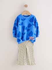 Blue Flower Sweatshirt & Flare Leggings Set (3mths-7yrs) - Image 10 of 13