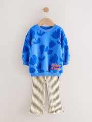 Blue Flower Sweatshirt & Flare Leggings Set (3mths-7yrs) - Image 9 of 13