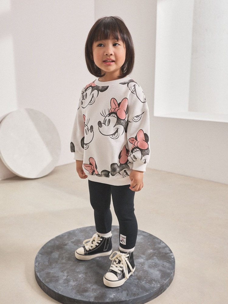 Cream Disney Minnie Mouse Sweatshirt & Leggings Set (3mths-7yrs) - Image 1 of 7 Cream Disney Minnie Mouse Sweatshirt & Leggings Set (3mths-7yrs) - Image 1 of 7