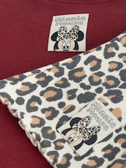 Burgundy Red Leopard Minnie Mouse Sweatshirt and Flare Leggings Set (3mths-7yrs) - Image 10 of 10