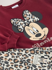 Burgundy Red Leopard Minnie Mouse Sweatshirt and Flare Leggings Set (3mths-7yrs) - Image 9 of 10