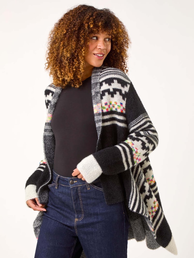 Roman Pattern Fluffy Knit Cardigan - Imagen 1 de 5 Roman Pattern Fluffy Knit Cardigan - Imagen 1 de 5