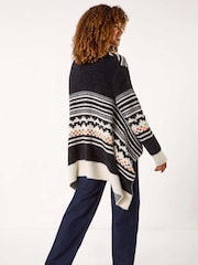 Roman Black Pattern Fluffy Knit Cardigan - Image 3 of 5