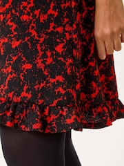 Roman Orange Abstract Print V-Neck Short Dress - Image 5 of 5