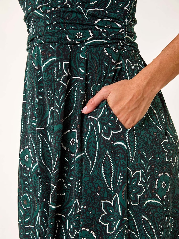 Roman Green Paisley Print Wrap Midi Dress - Image 5 of 5 Roman Green Paisley Print Wrap Midi Dress - Image 5 of 5