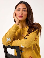 Roman Yellow Crafted Diamond Detail Jumper - Image 1 of 5