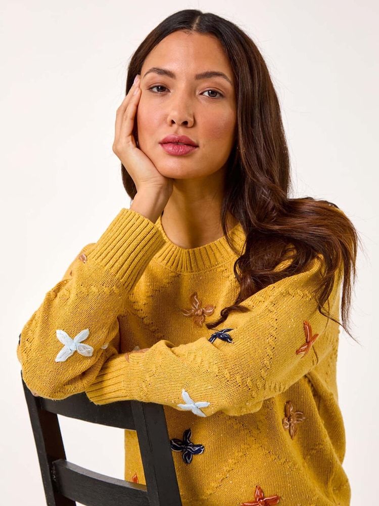 Roman Yellow Crafted Diamond Detail Jumper - Image 1 of 5