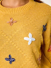 Roman Yellow Crafted Diamond Detail Jumper - Image 5 of 5