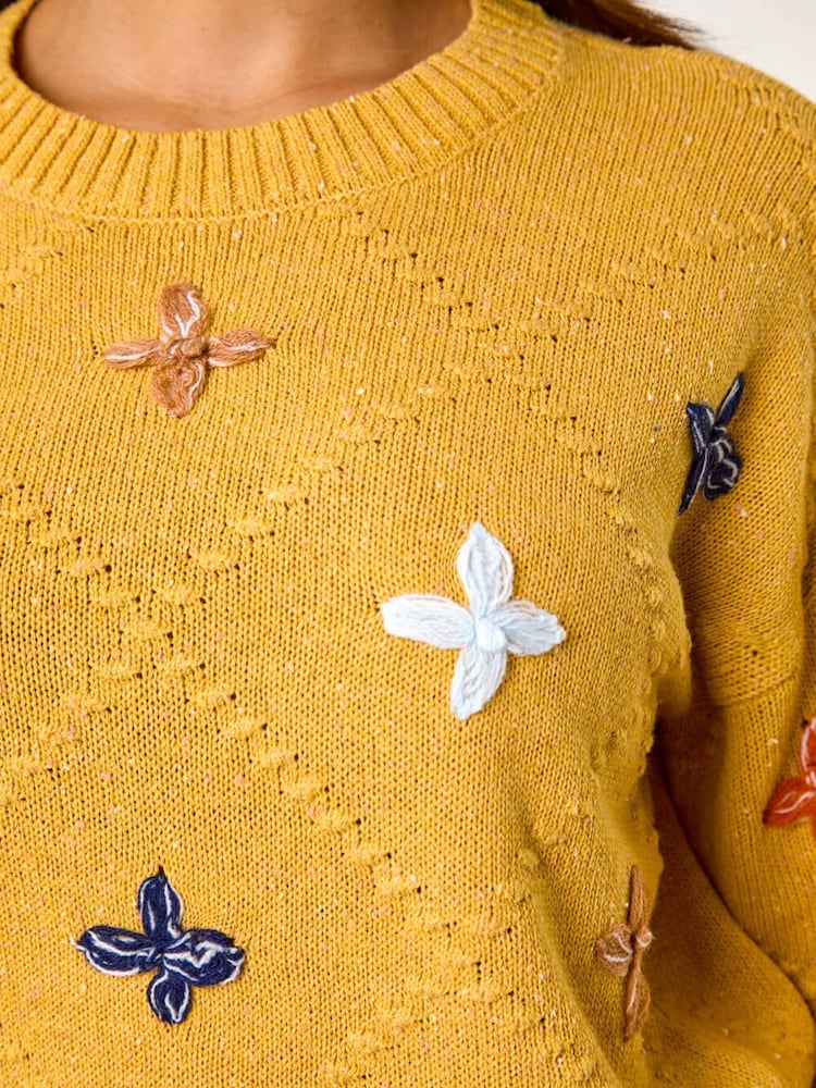 Roman Yellow Crafted Diamond Detail Jumper - Image 5 of 5