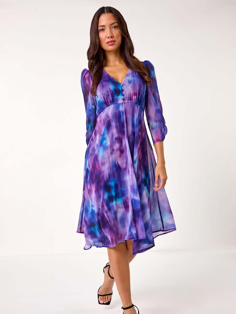 Roman Abstract Print Asymetric Midi Dress - Imagen 1 de 5 Roman Abstract Print Asymetric Midi Dress - Imagen 1 de 5