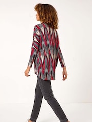 Roman Red Abstract Relaxed Cowl Neck Tunic Top - Image 2 of 5