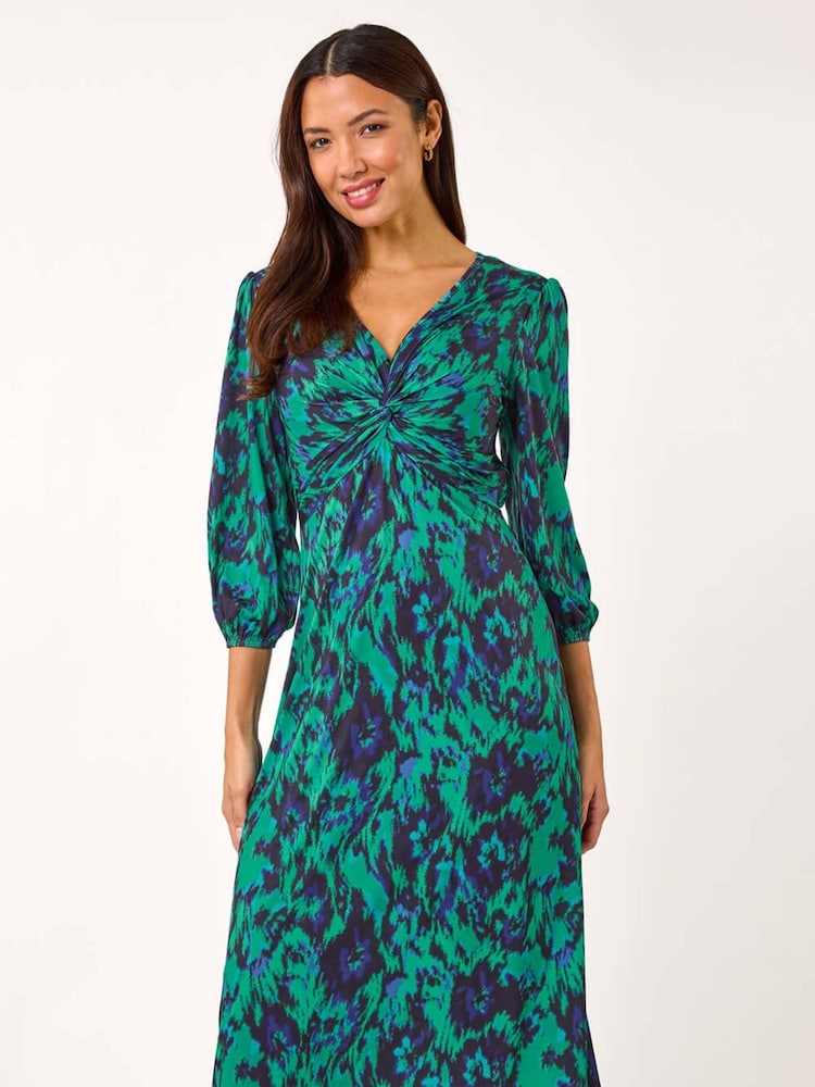Roman Green Abstract Twist Midi Dress - Image 2 of 5