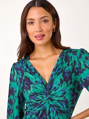 Roman Green Abstract Twist Midi Dress - Image 4 of 5