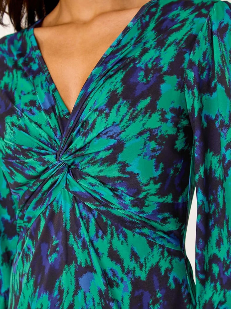 Roman Green Abstract Twist Midi Dress - Image 5 of 5