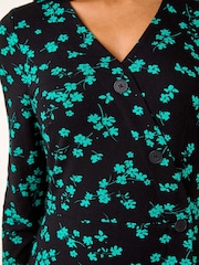 Roman Blue Floral Side Button Dress - Image 5 of 5