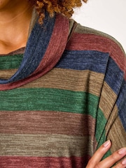 Roman Relaxed Stripe Cowl Neck Tunic Top - Imagen 5 de 5