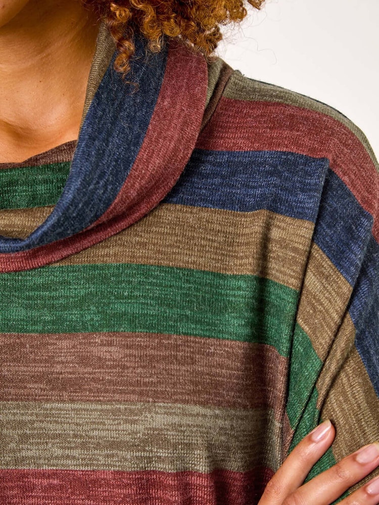 Roman Relaxed Stripe Cowl Neck Tunic Top - Imagen 5 de 5
