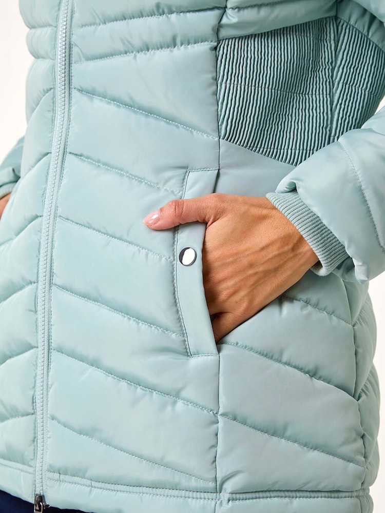 Roman Green Faux Fur Hooded Quilt Coat - Image 5 of 5