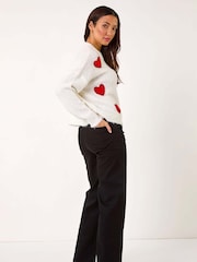 Roman White Heart Detail Knit Jumper - Image 3 of 5