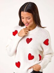 Roman White Heart Detail Knit Jumper - Image 4 of 5