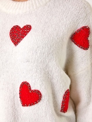 Roman White Heart Detail Knit Jumper - Image 5 of 5