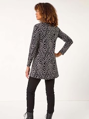 Roman Grey Animal Print Cowl Neck Tunic Top - Image 3 of 5