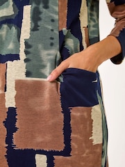 Roman Brown Geometric Print Pocket Shift Dress - Image 5 of 5