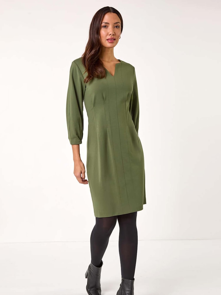 Verde - Vestido midi estilo skater en tejido scuba con escote corazón de Roman - Imagen 2 de 5 Verde - Vestido midi estilo skater en tejido scuba con escote corazón de Roman - Imagen 2 de 5