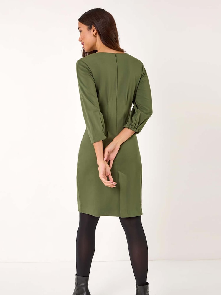 Roman Green Sweetheart Scuba Skater Midi Dress - Image 3 of 5