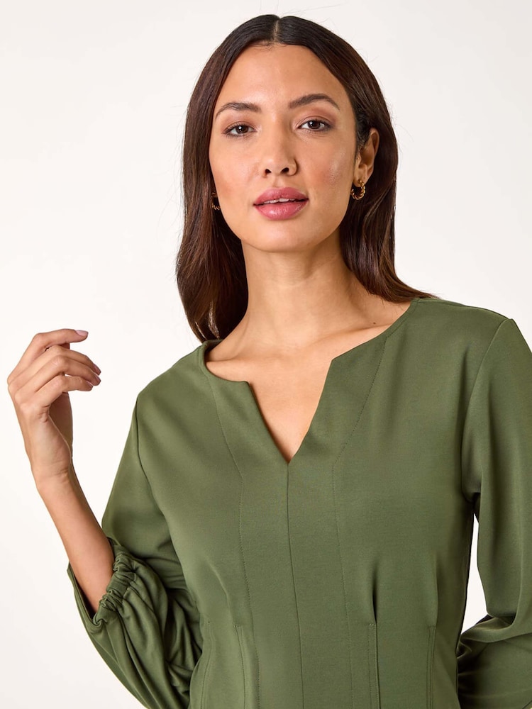 Roman Green Sweetheart Scuba Skater Midi Dress - Image 4 of 5