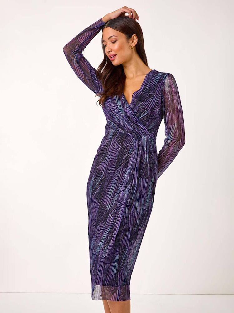 Roman Foil Plisse Wrap Dress - Imagen 1 de 5 Roman Foil Plisse Wrap Dress - Imagen 1 de 5
