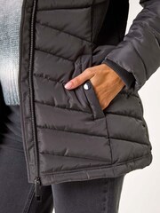 Roman Grey Faux Fur Hooded Quilt Coat - Image 5 of 5