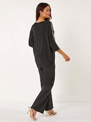 Roman Metallic Sequin Detail Stretch Tunic Top - Image 2 of 5