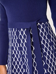 Roman Blue Contrast Skirt Ribbed Jumper Dress - Image 5 of 5