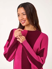 Roman Pink Colourblock Soft Knit Jumper - Image 1 of 5