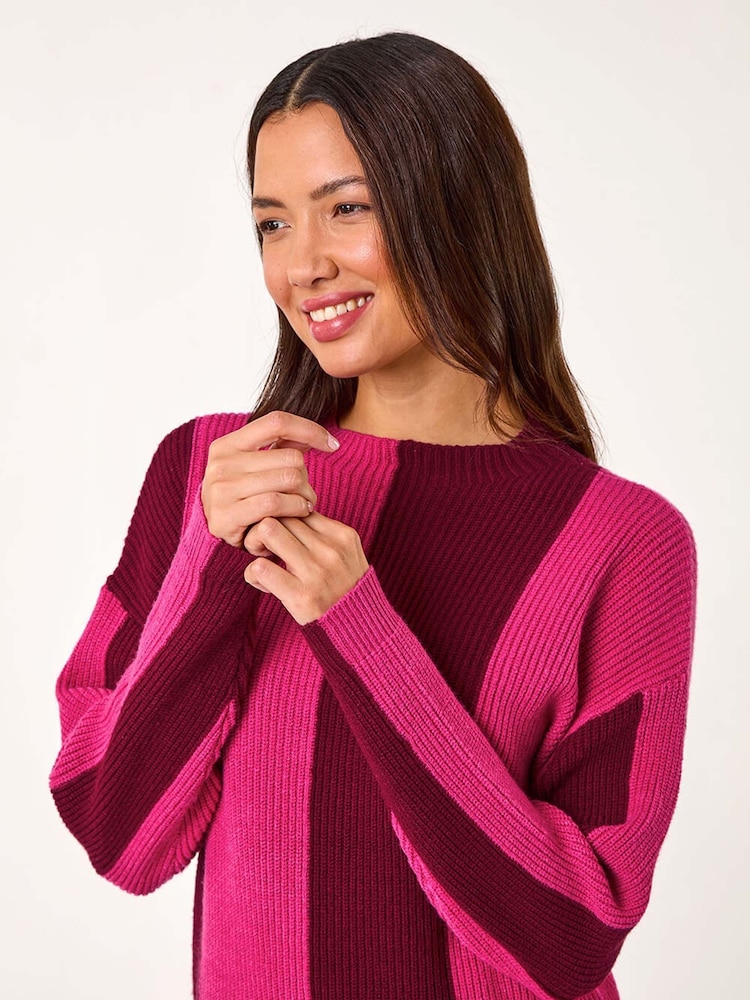 Roman Pink Colourblock Soft Knit Jumper - Image 1 of 5