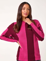 Roman Pink Colourblock Soft Knit Jumper - Image 2 of 5