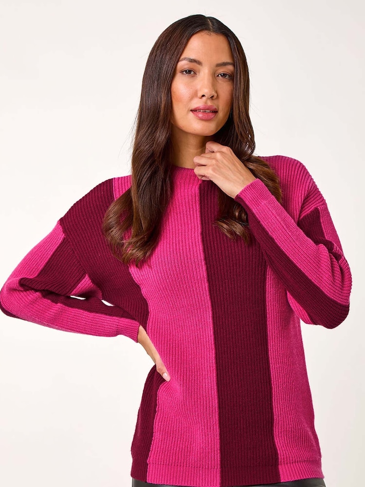 Roman Pink Colourblock Soft Knit Jumper - Image 2 of 5