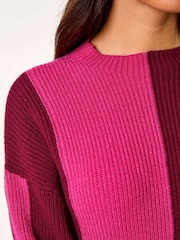 Roman Pink Colourblock Soft Knit Jumper - Image 5 of 5