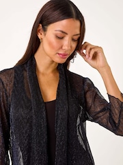 Roman Blue Shimmer Chevron Plisse Longline Kimono - Image 4 of 5