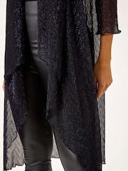 Roman Blue Shimmer Chevron Plisse Longline Kimono - Image 5 of 5