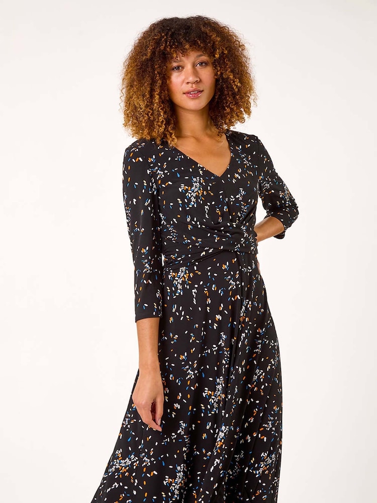 Roman Confetti Print Twist Midi Dress - Imagen 1 de 5 Roman Confetti Print Twist Midi Dress - Imagen 1 de 5