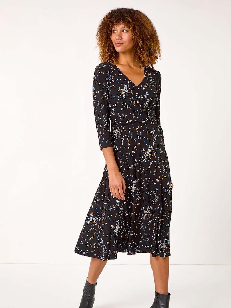 Roman Confetti Print Twist Midi Dress - Imagen 2 de 5 Roman Confetti Print Twist Midi Dress - Imagen 2 de 5