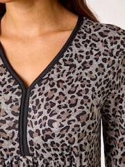 Roman Natural Animal Print V-Neck Stretch Dress - Image 5 of 5