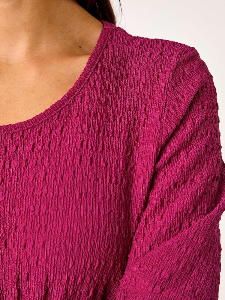 Roman Purple Textured Empire Waist Short Dress - Image 5 of 5
