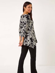 Roman Black Paisley Print Keyhole Top - Image 3 of 5