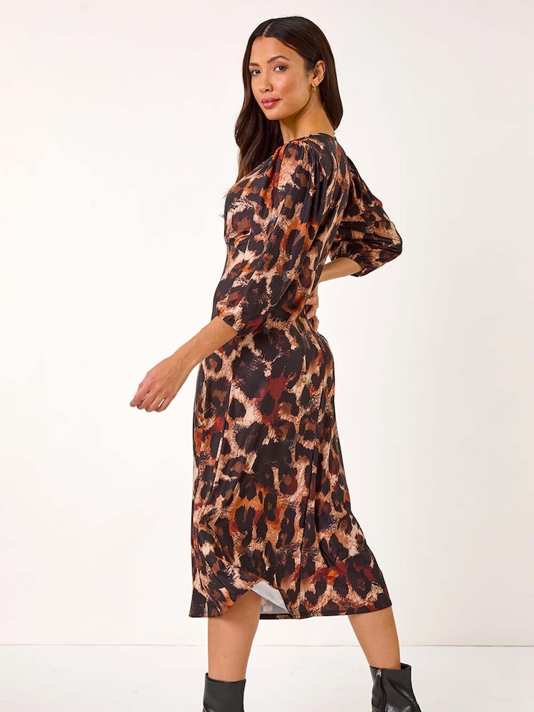 Roman gerafftes Stretch-Midikleid mit Animal-Print - Bild 2 von 5 Roman gerafftes Stretch-Midikleid mit Animal-Print - Bild 2 von 5